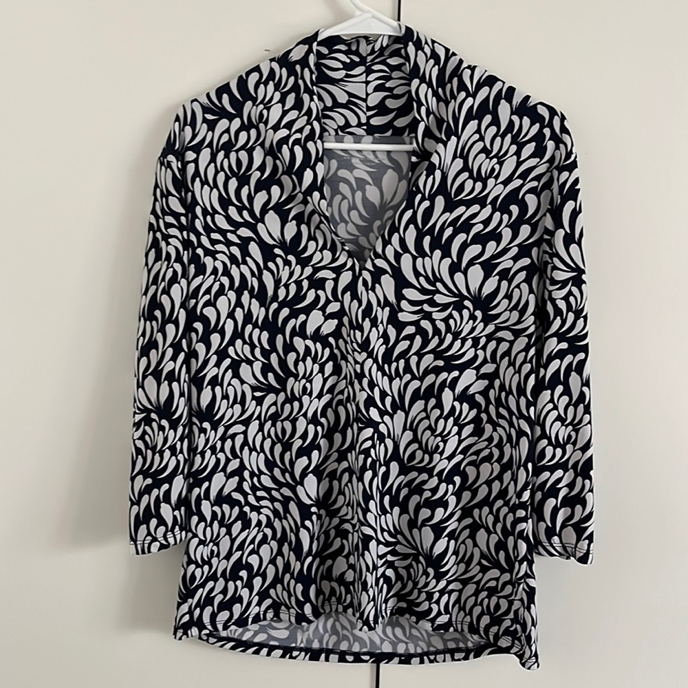 Navy and white blouse